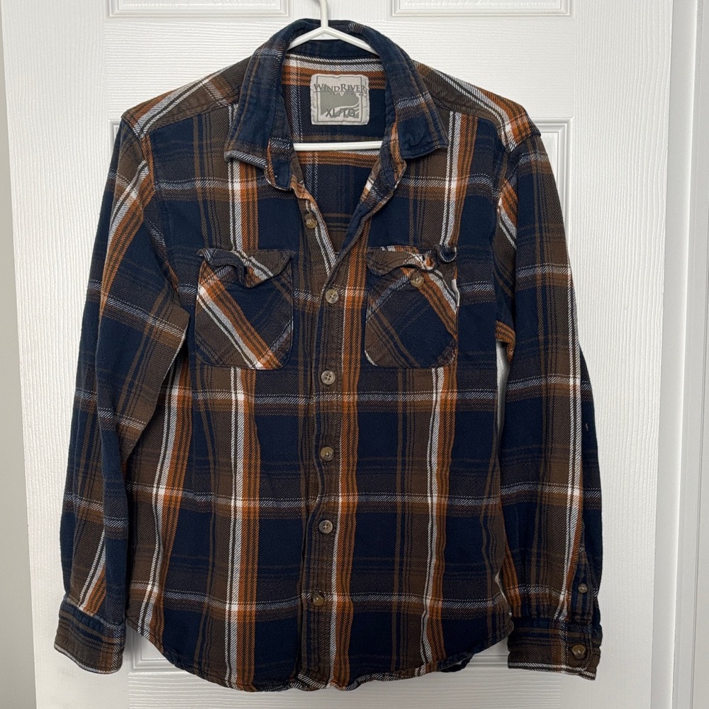 Navy and Rust Plaid Shirt from WindRiver Outfitting co. XL Unisex